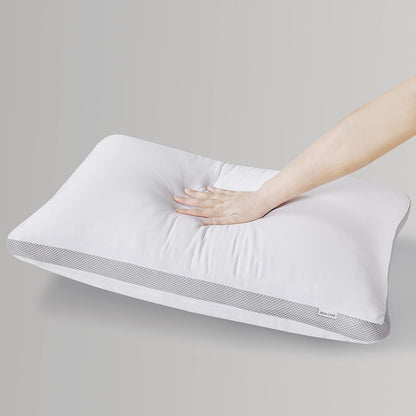 Bamboo Cooling Pillows Twin Pack - Luxury Plush Down-Like Microfibre Pillows for Bedding - Ultra Soft Comfy &