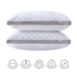 Luxury Bamboo Cooling Twin pack plush down-like pillows with 2 bonus quilted waterproof pillow protectors - Home &