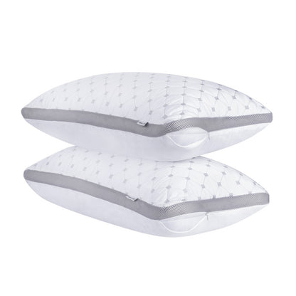 Luxury Bamboo Cooling Twin pack plush down-like pillows with 2 bonus quilted waterproof pillow protectors - Home &