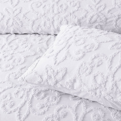Bianca Ella White Cotton Chenille Floral Bedspread Set King Single