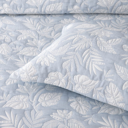 Bianca Laurieton Blue Jacquard Botanical Bedspread Set Super King - Home & Garden > Bedding > Quilts & Duvets