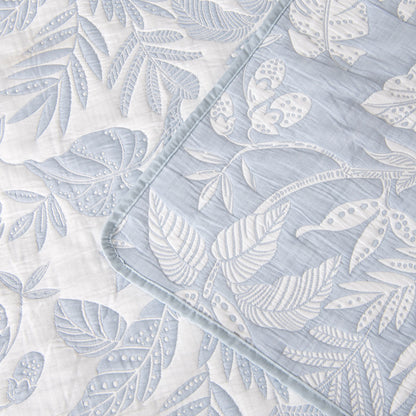 Bianca Laurieton Blue Jacquard Botanical Bedspread Set Super King - Home & Garden > Bedding > Quilts & Duvets