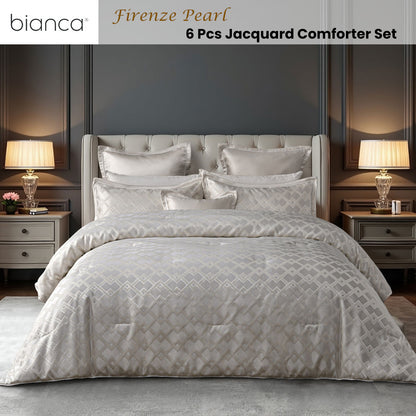 Bianca Firenze Pearl 6 Pcs Jacquard Geometric Comforter Set Super King - Home & Garden > Bedding > Quilts & Duvets
