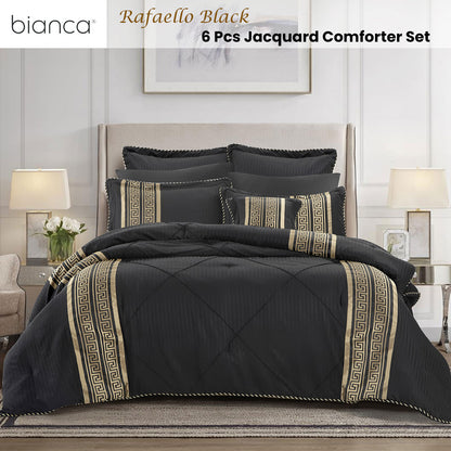 Bianca Raffaello Black 6 Pcs Jacquard Comforter Set Queen/King - Home & Garden > Bedding > Quilts & Duvets