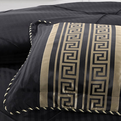 Bianca Raffaello Black 6 Pcs Jacquard Comforter Set Queen/King - Home & Garden > Bedding > Quilts & Duvets