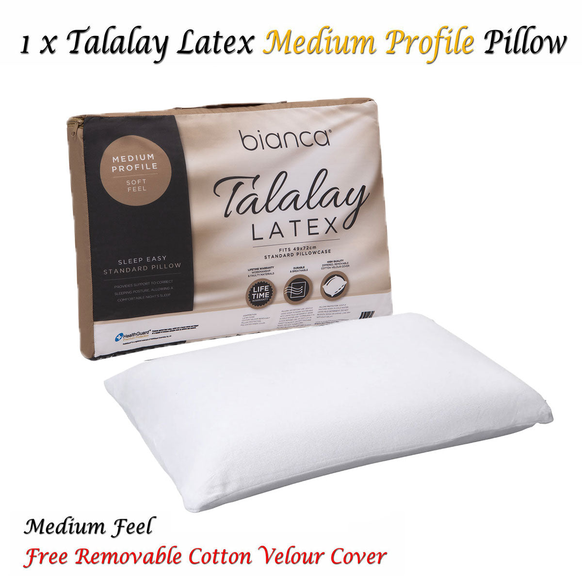 Bianca Talalay Latex Medium Profile Pillow - Home & Garden > Bedding > Pillows