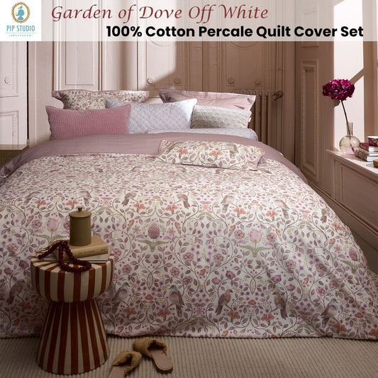 Pip Studio Garden of Dove off White Cotton Quilt Cover Set Queen