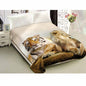 800GSM Luxury Reversible Animal Pattern Mink Blanket Queen 200 x 240 cm Lion Tiger Brown