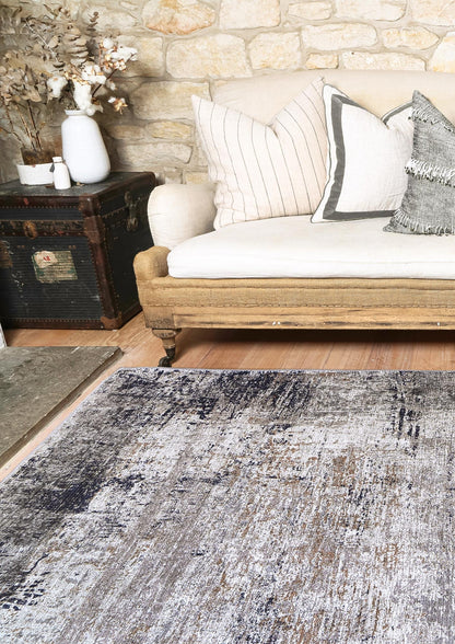 vintage crown anne echo blue grey distressed vintage rug 270x365cm Home & Garden > Rugs > Round Rugs