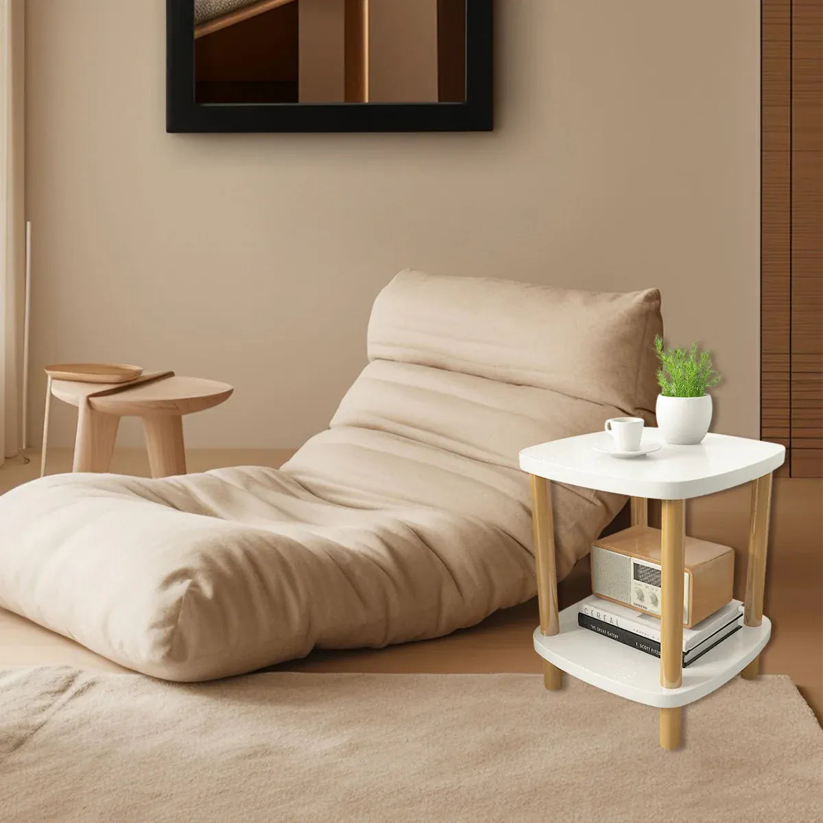 Small Coffee Table Simple Two Layer Mini Table Living Room Side Table Compact