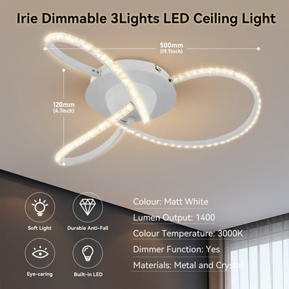 Irie Dimmable 3 Lights LED Ceiling Light - White - Home & Garden > Lighting > Ceiling Lights