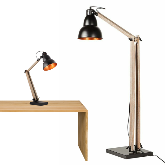 2x Lamps - Faroe Scandi Floor + Table Desk Light Modern Natural Wooden Retro - Home & Garden > Lighting > Table Lamps