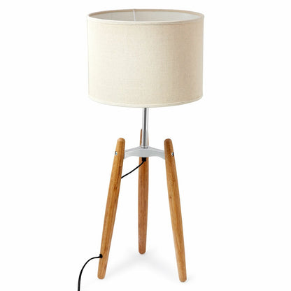 73cm Bamboo Tripod Table Lamp Light Modern Vintage w Beige Linen Shade - Home & Garden > Lighting > Table Lamps