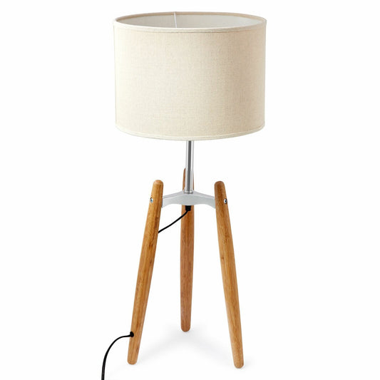 73cm Bamboo Tripod Table Lamp Light Modern Vintage w Beige Linen Shade - Home & Garden > Lighting > Table Lamps