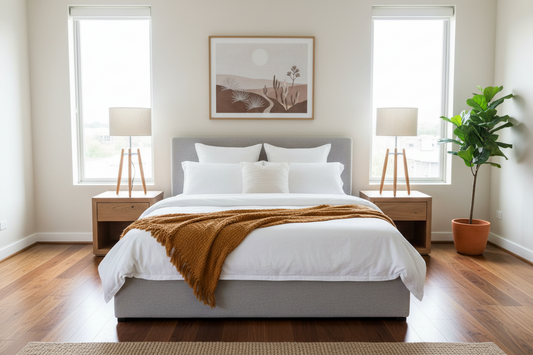 73cm Bamboo Tripod Table Lamp Light Modern Vintage w Beige Linen Shade