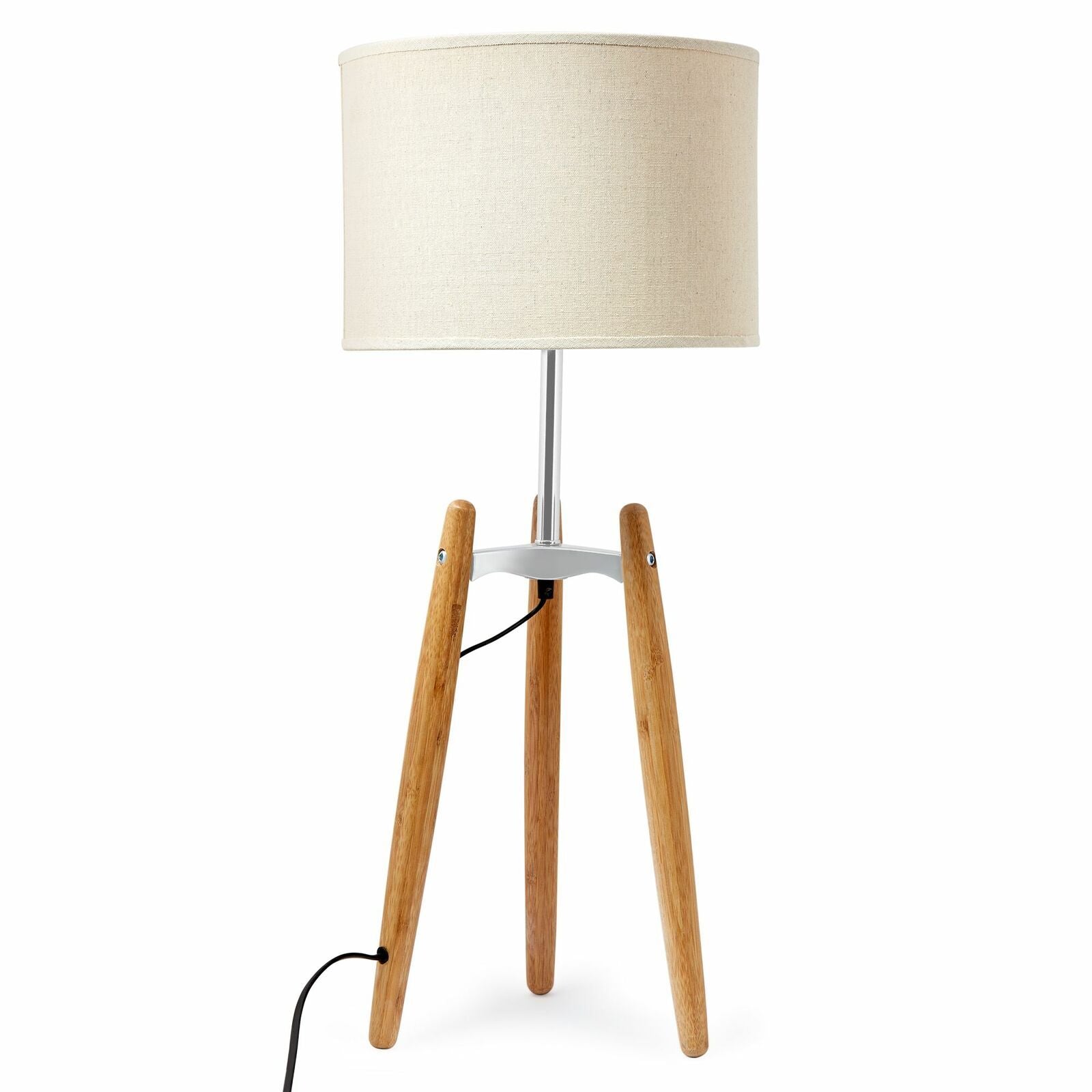 73cm Bamboo Tripod Table Lamp Light Modern Vintage w Beige Linen Shade - Home & Garden > Lighting > Table Lamps