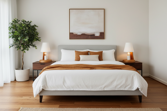 32cm Wooden Base Modern Desk Table Lamp Light Metal Shade Designer - White