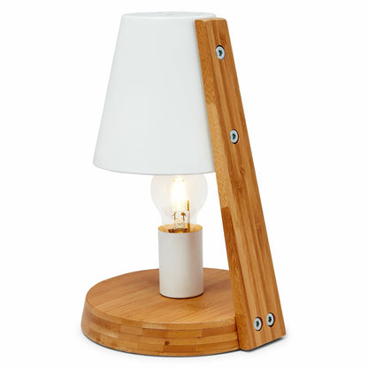 32cm Wooden Base Modern Desk Table Lamp Light Metal Shade Designer - White - Home & Garden > Lighting > Table Lamps
