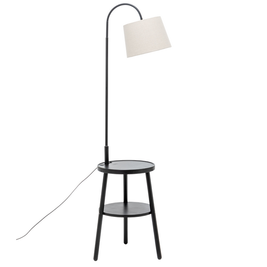 Naples Tripod Floor Lamp Shelf Storage Drawer Bed Side Table Light w/ USB Charger - Home & Garden > Lighting > Floor