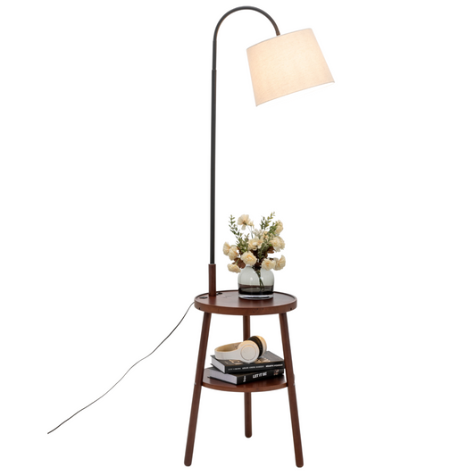 Naples Tripod Floor Lamp Shelf Storage Drawer Bed Side Table Light w/ USB Charger - Home & Garden > Lighting > Floor