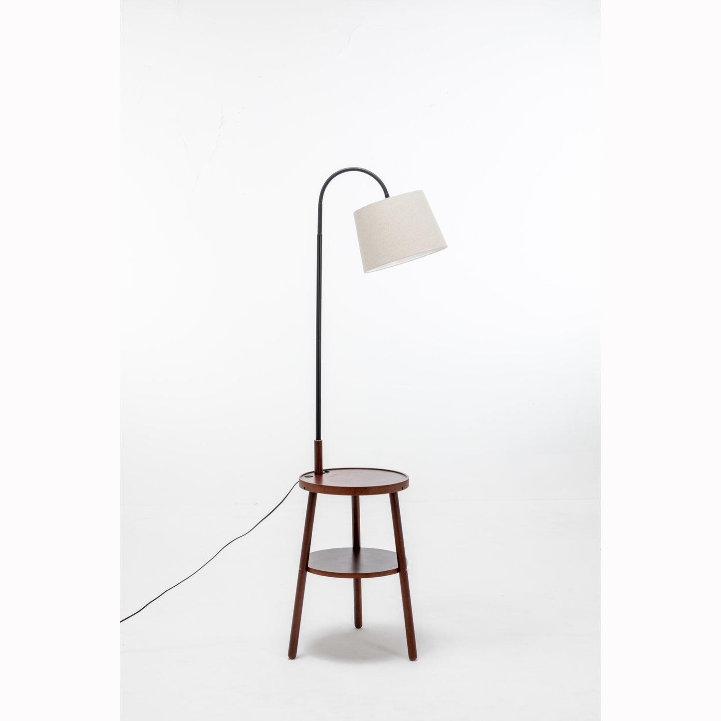 Naples Tripod Floor Lamp Shelf Storage Drawer Bed Side Table Light w/ USB Charger - Home & Garden > Lighting > Floor