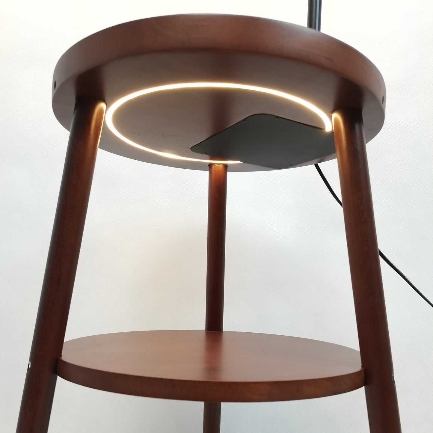 Naples Tripod Floor Lamp Shelf Storage Drawer Bed Side Table Light w/ USB Charger - Home & Garden > Lighting > Floor