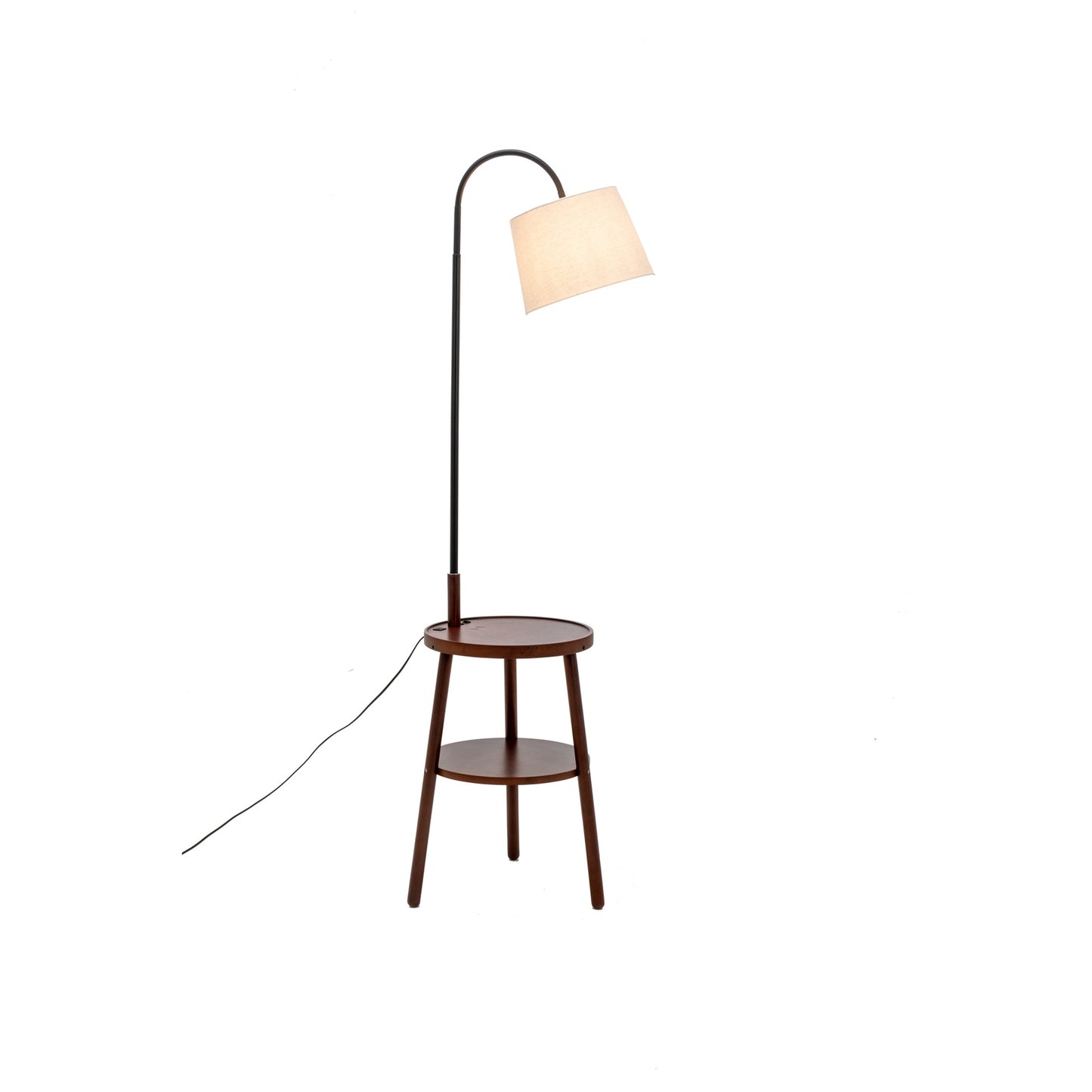 Naples Tripod Floor Lamp Shelf Storage Drawer Bed Side Table Light w/ USB Charger - Home & Garden > Lighting > Floor