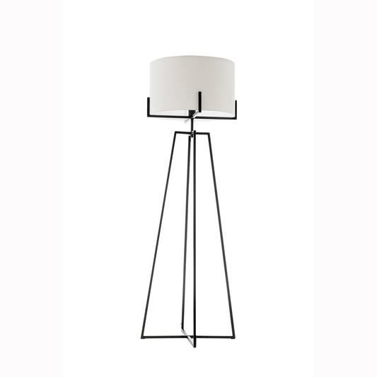 Modern Dimmable Floor Lamp w/ Linen Shade Designer Bedroom Lighting - Matte Black - Home & Garden > Lighting > Floor