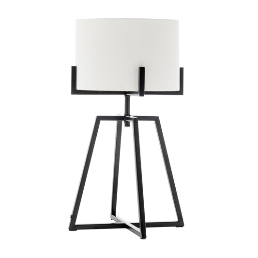 Modern Scandi Metal Dimmable Table Desk Lamp Light w/ Linen Shade - Matte Black - Home & Garden > Lighting > Table Lamps