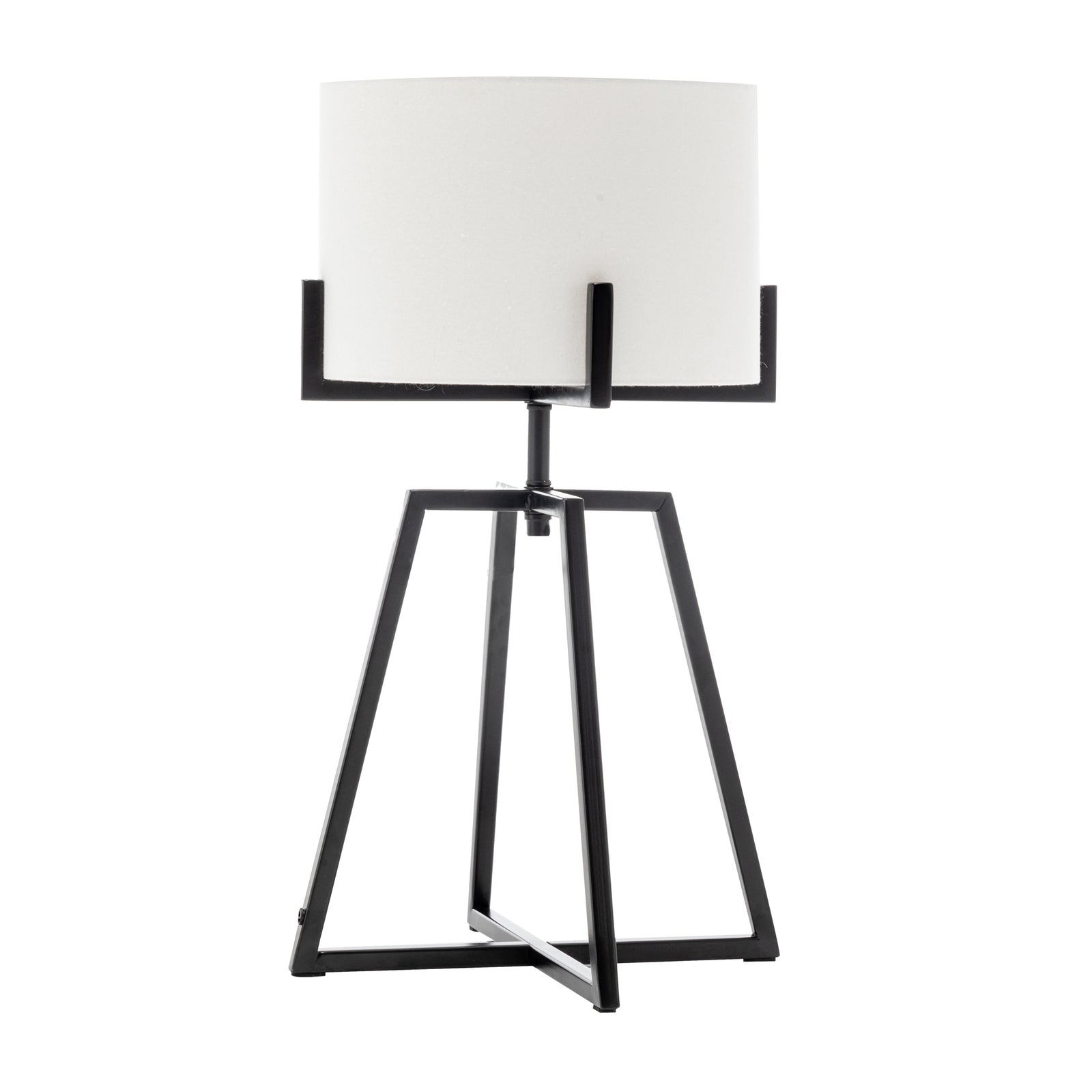 Modern Scandi Metal Dimmable Table Desk Lamp Light w/ Linen Shade - Matte Black - Home & Garden > Lighting > Table Lamps