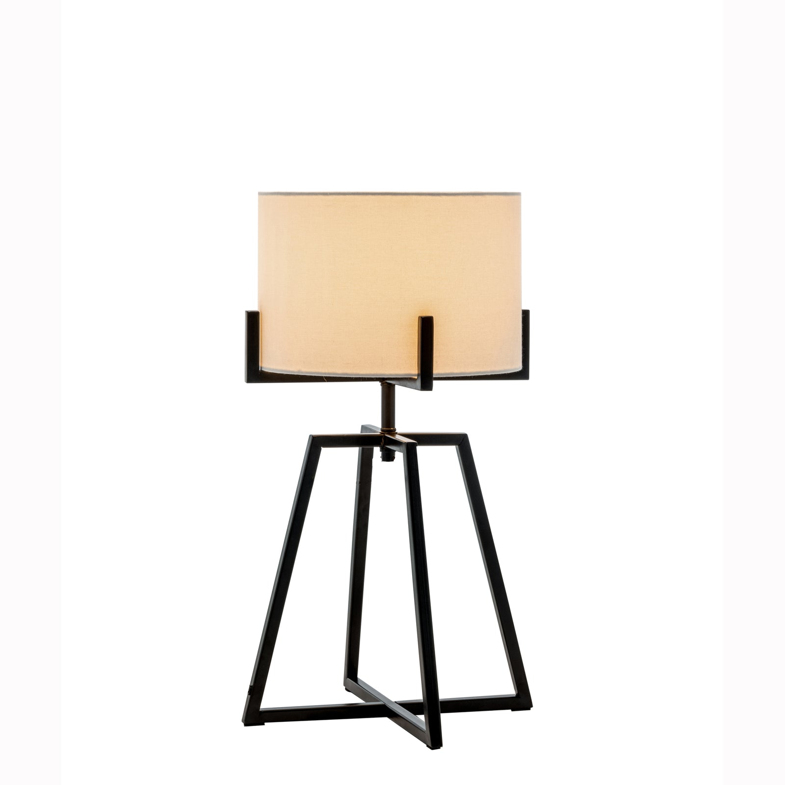 Modern Scandi Metal Dimmable Table Desk Lamp Light w/ Linen Shade - Matte Black - Home & Garden > Lighting > Table Lamps