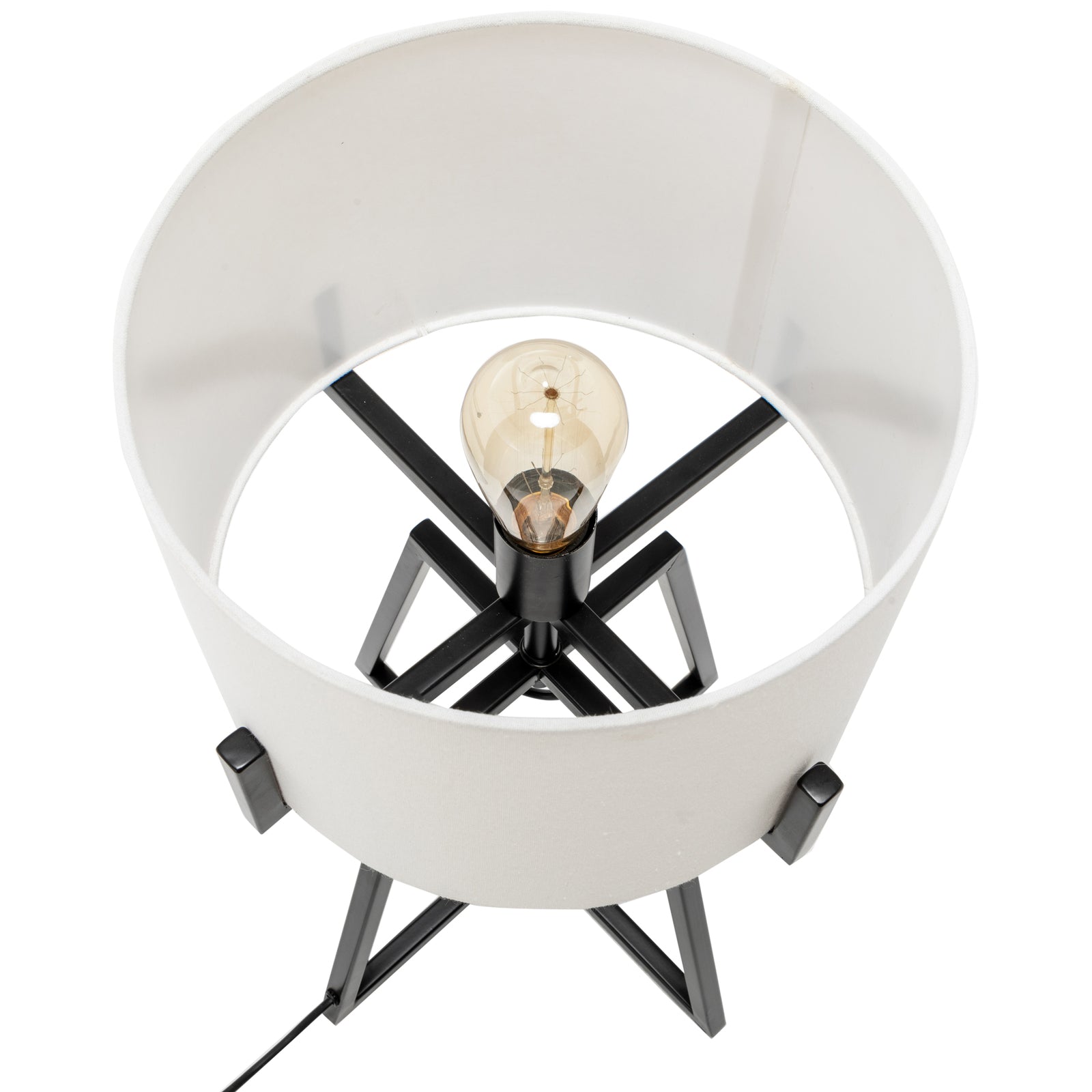 Modern Scandi Metal Dimmable Table Desk Lamp Light w/ Linen Shade - Matte Black - Home & Garden > Lighting > Table Lamps