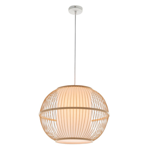 Natural Woven Bamboo Sphere Pendant Lamp Hanging Light Bell Shade Boho Tropical - Home & Garden > Lighting > Ceiling