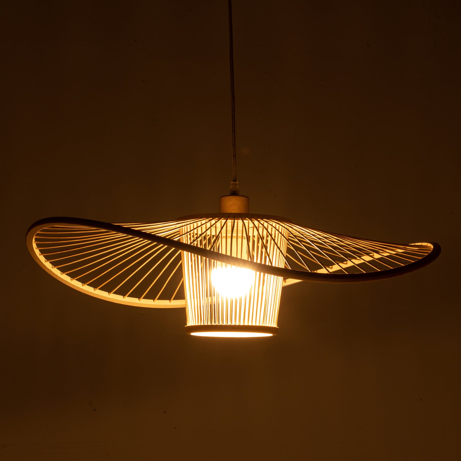 Elysian Breeze Natural Hand-Woven Bamboo Wide Brim Pendant Lamp - Home & Garden > Lighting > Ceiling Lights