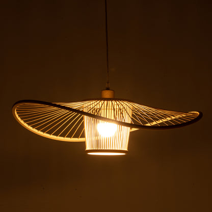Elysian Breeze Natural Hand-Woven Bamboo Wide Brim Pendant Lamp - Home & Garden > Lighting > Ceiling Lights