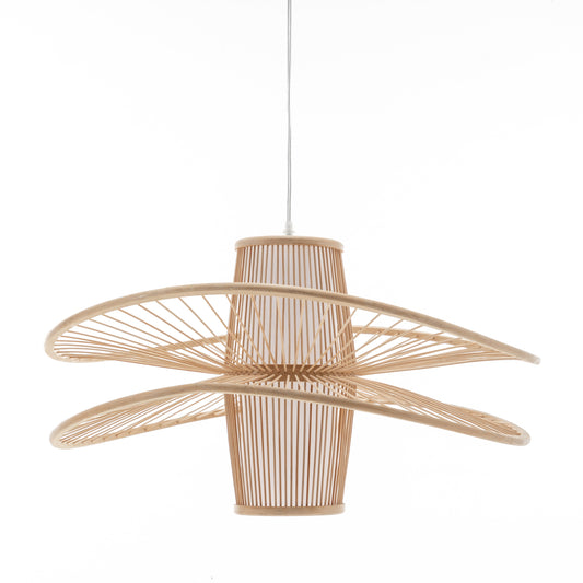 Elysian Breeze Double Natural Hand-Woven Bamboo Double Wide Pendant Lamp Light - Home & Garden > Lighting > Ceiling