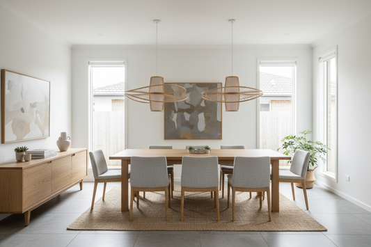 Elysian Breeze Double Natural Hand-Woven Bamboo Double Wide Pendant Lamp Light