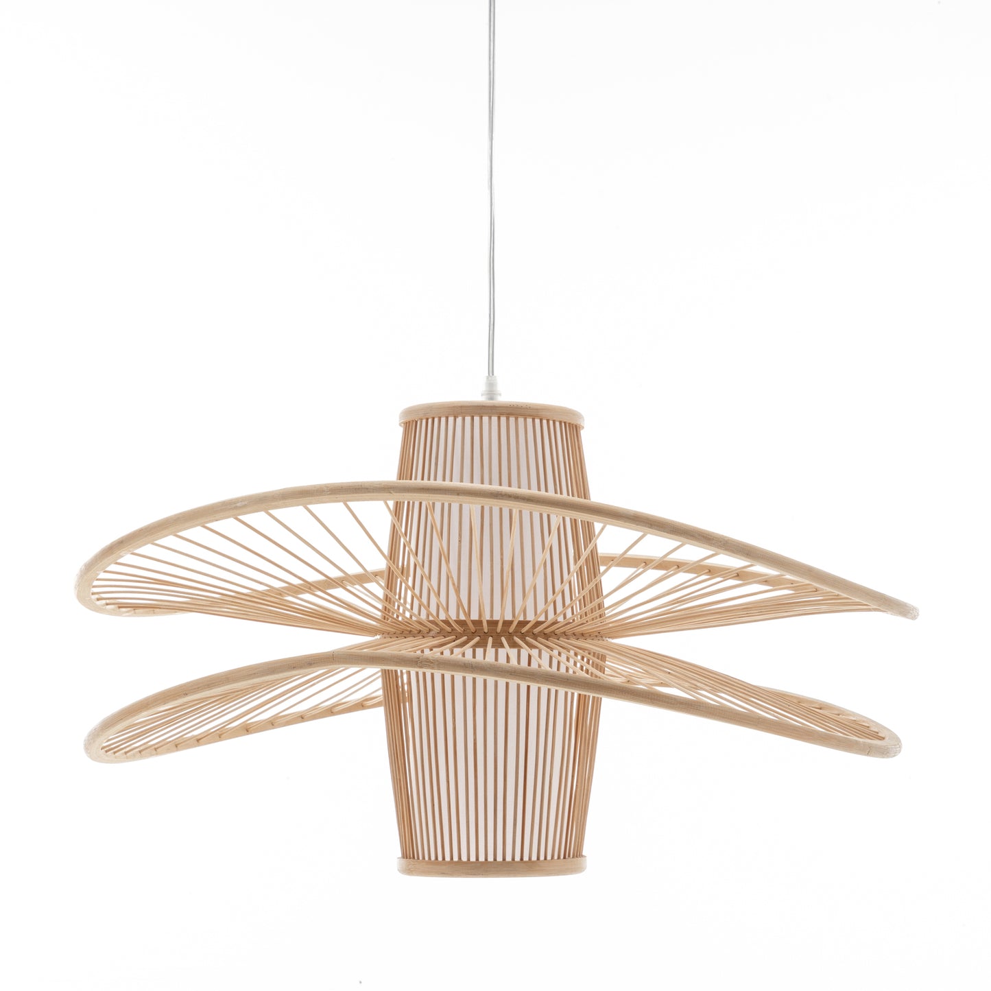 Elysian Breeze Double Natural Hand-Woven Bamboo Double Wide Pendant Lamp Light - Home & Garden > Lighting > Ceiling