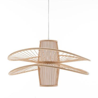 Elysian Breeze Double Natural Hand-Woven Bamboo Double Wide Pendant Lamp Light - Home & Garden > Lighting > Ceiling