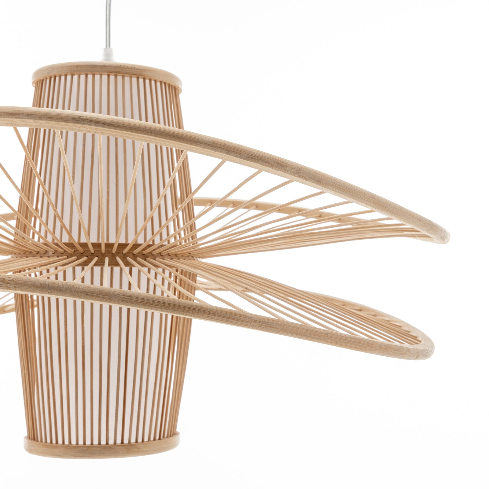 Elysian Breeze Double Natural Hand-Woven Bamboo Double Wide Pendant Lamp Light - Home & Garden > Lighting > Ceiling