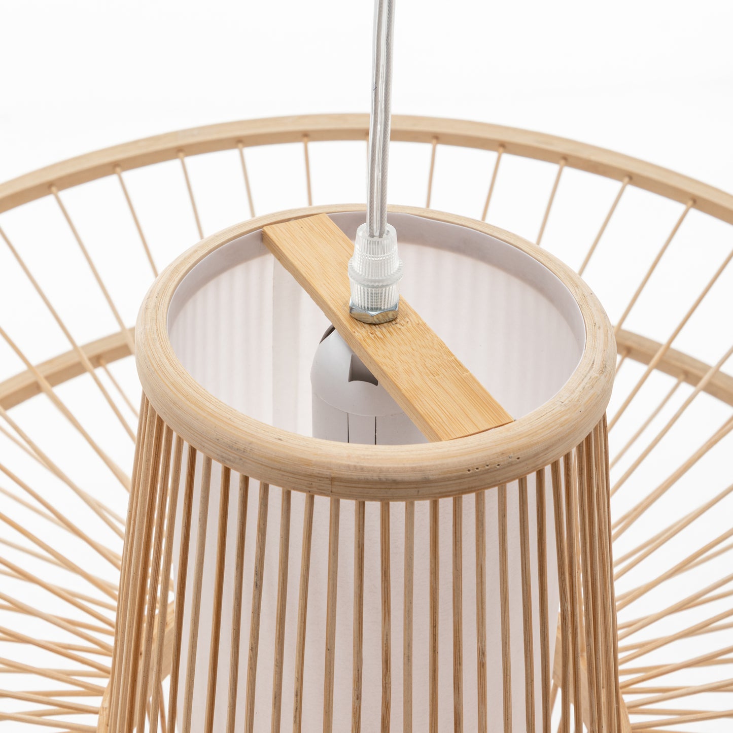 Elysian Breeze Double Natural Hand-Woven Bamboo Double Wide Pendant Lamp Light - Home & Garden > Lighting > Ceiling