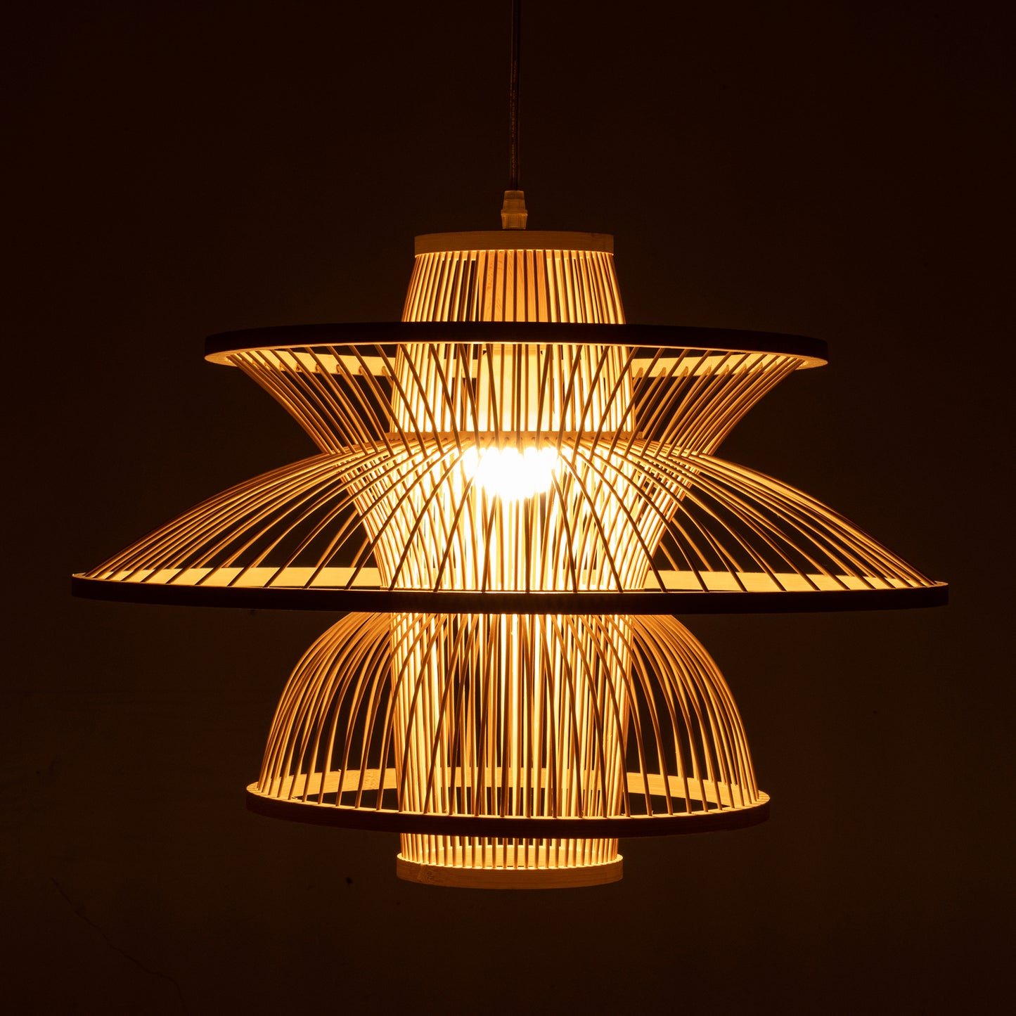Aurora Natural Hand Woven Bamboo 3 Layer Pendant Lamp Light Home & Garden > Lighting > Ceiling Lights