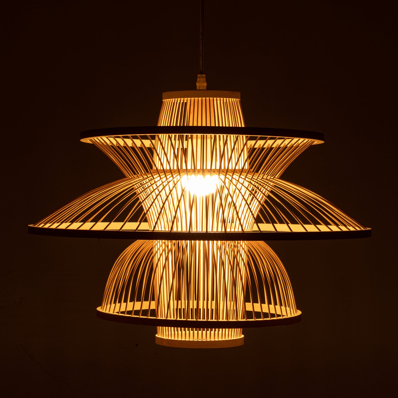 Aurora Natural Hand Woven Bamboo 3 Layer Pendant Lamp Light Home & Garden > Lighting > Ceiling Lights