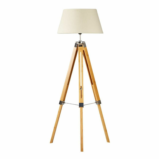 LARGE TRIPOD FLOOR LAMP Linen Shade Modern Light Bamboo Vintage Wooden Retro - Home & Garden > Lighting > Floor Lamps