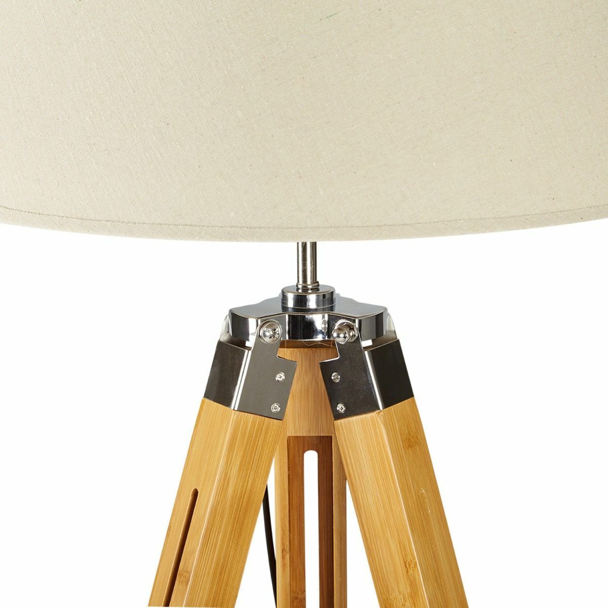 LARGE TRIPOD FLOOR LAMP Linen Shade Modern Light Bamboo Vintage Wooden Retro Home & Garden > Lighting > Floor Lamps
