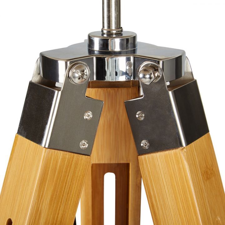 LARGE TRIPOD FLOOR LAMP Linen Shade Modern Light Bamboo Vintage Wooden Retro Home & Garden > Lighting > Floor Lamps