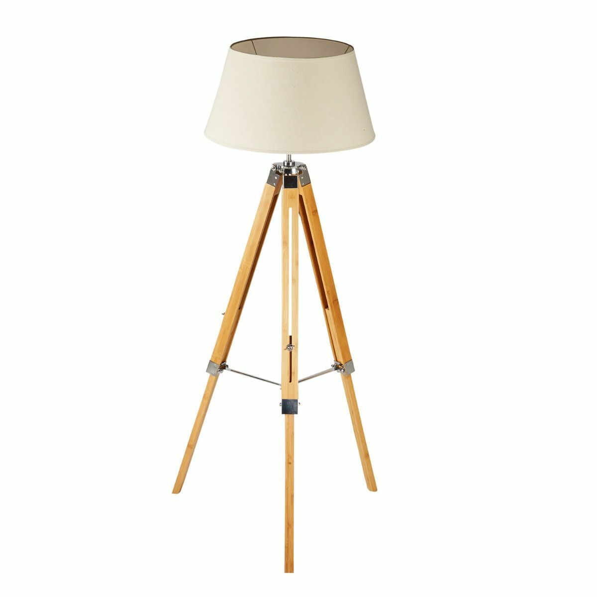 LARGE TRIPOD FLOOR LAMP Linen Shade Modern Light Bamboo Vintage Wooden Retro Home & Garden > Lighting > Floor Lamps