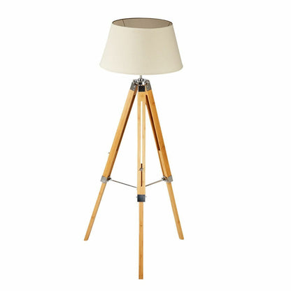 LARGE TRIPOD FLOOR LAMP Linen Shade Modern Light Bamboo Vintage Wooden Retro Home & Garden > Lighting > Floor Lamps