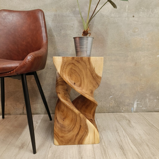 The Twist Raintree Wood Side Table/Corner Table/Planet Stand Clear Finish - Furniture > Outdoor > Outdoor Dining Sets