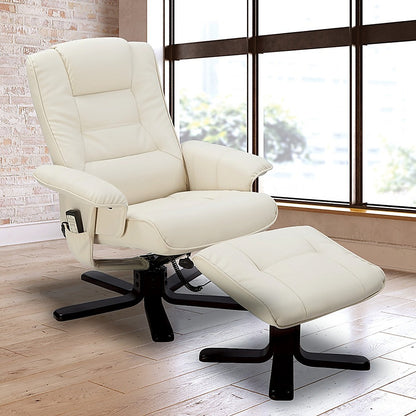PU Leather Massage Chair Recliner Ottoman Lounge Remote - Furniture > Bar Stools & Chairs > Arm Chairs & Recliners
